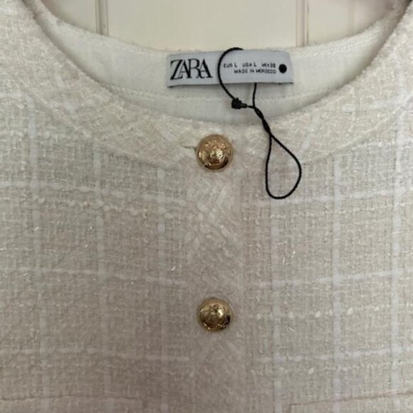 Zara WOMAN SS24 ZW COLLECTION SHORT TEXTURED DRESS ECRU Large NWOT - Picture 3 of 6